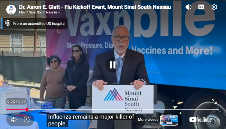 Mount Sinai South Nassau Infectious Disease Expert Says Flu Remains a Killer; Urges Vaccination
